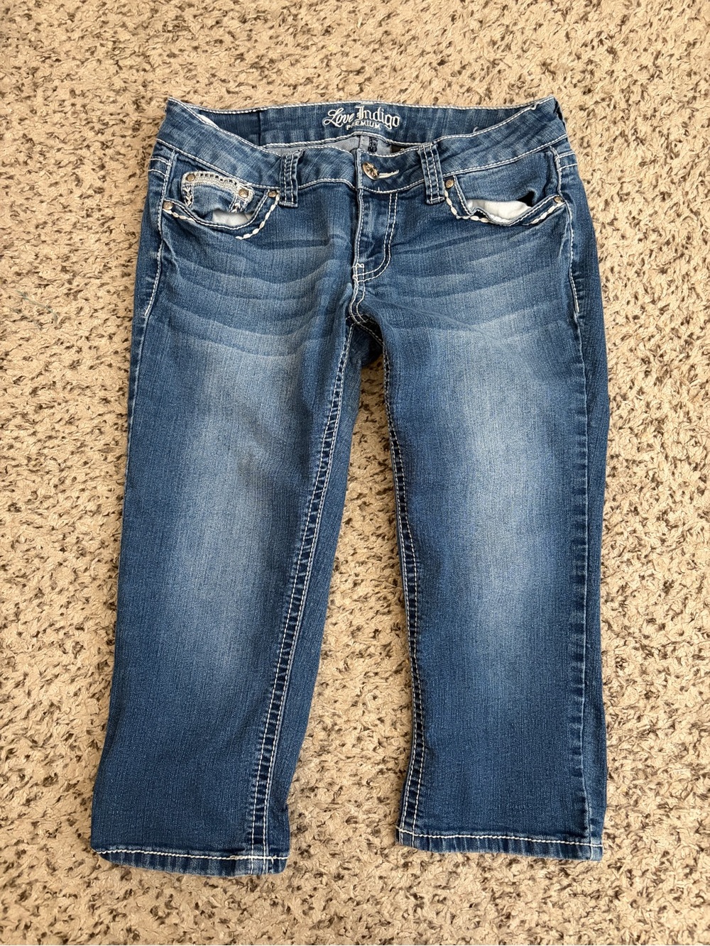 Y2k Love Indigo Women's Blue Capri Jeans